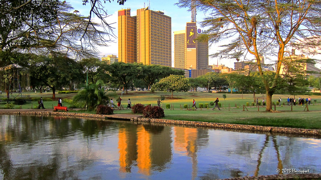 Uhuru Park and Nairobi skyline